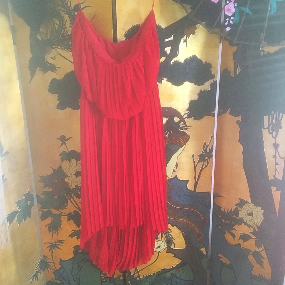 Lavender Brown strapless dress red m